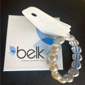 Belk Silver and Pearl Stretch Bracelet